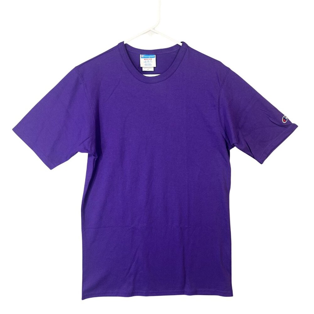 Champion Mens Purple T-Shirt M 100% Cotton Casual Short Sleeve Crew Neck EUC